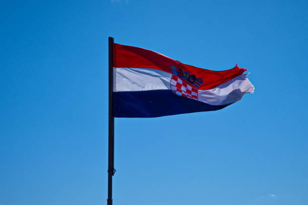 istock Croatian flag waving in the wind 1524288641