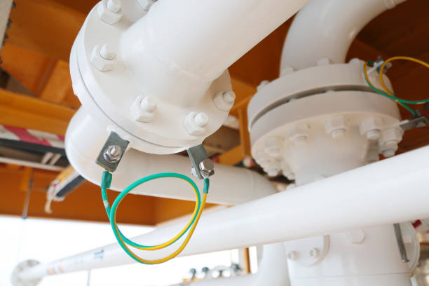 istock Ground wiring connector on the machine or electrical system for protect short circuit and human protection, the safety equipment of electrical system with safety standard, Earth fault equipment. 1524289434