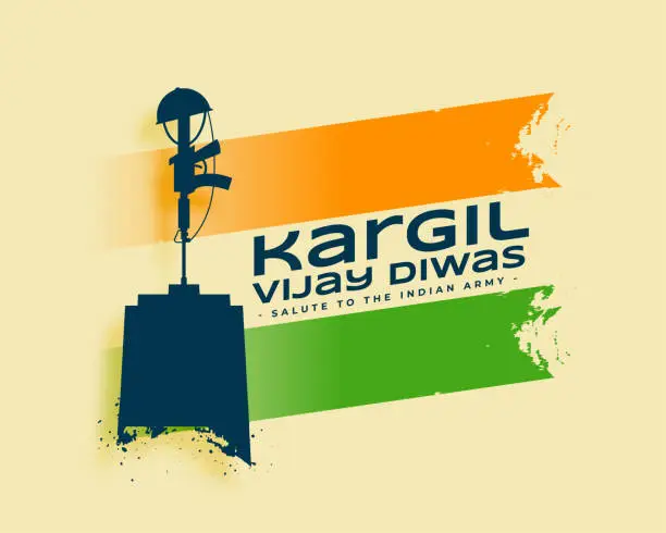 Vector illustration of 26th july kargil vijay diwas success background with indian flag
