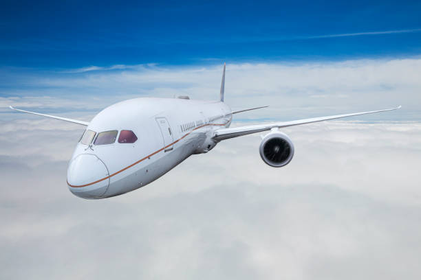 istock Airplaine passenger fly over blue sky 1524289543
