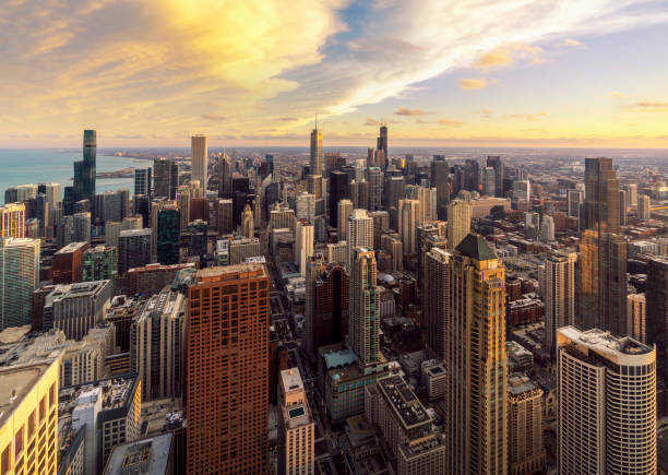 istock Chicago building city view from observation deck high level 1524308720