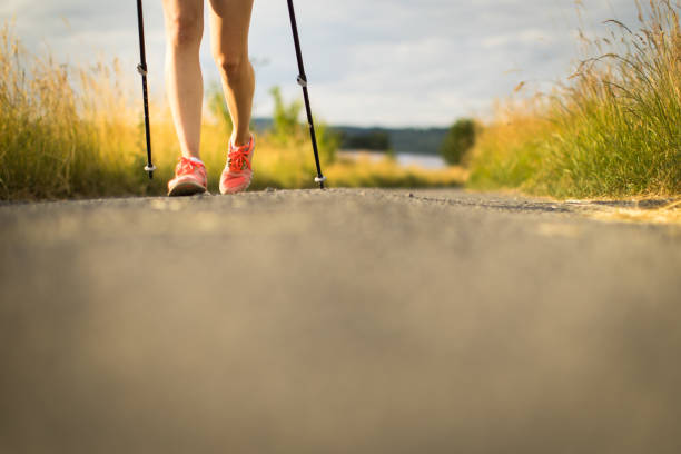 istock Nordic walking with poles. 1524429385