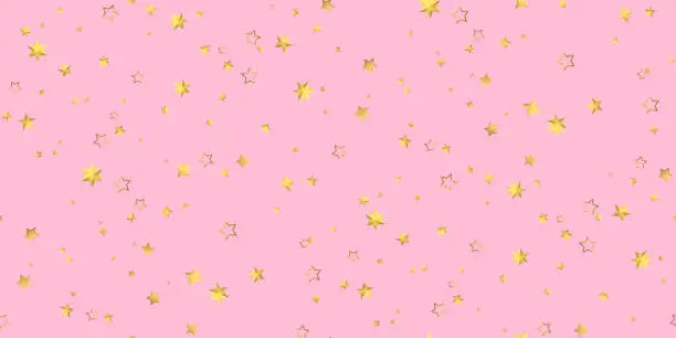 Vector illustration of Seamless pattern golden stars confetti