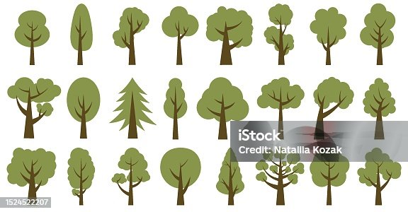 istock Collection of illustrations of trees. Can be used to illustrate any nature or healthy lifestyle theme. 1524522207