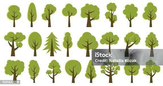 istock Collection of illustrations of trees. Can be used to illustrate any nature or healthy lifestyle theme. 1524522218