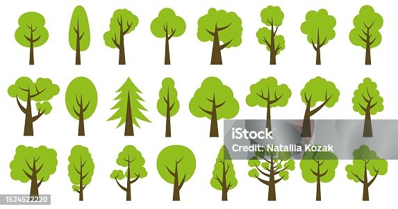 istock Collection of illustrations of trees. Can be used to illustrate any nature or healthy lifestyle theme. 1524522220