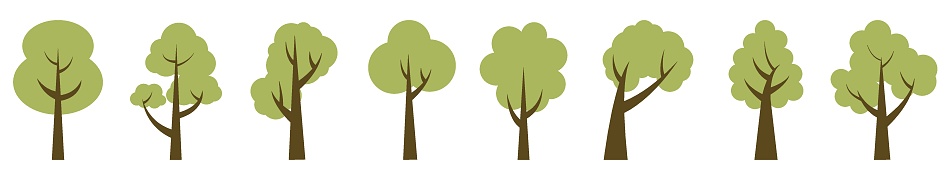 istock Green light trees. Collection of illustrations of trees. Wood for every taste. Abstraction of trees. 1524523904