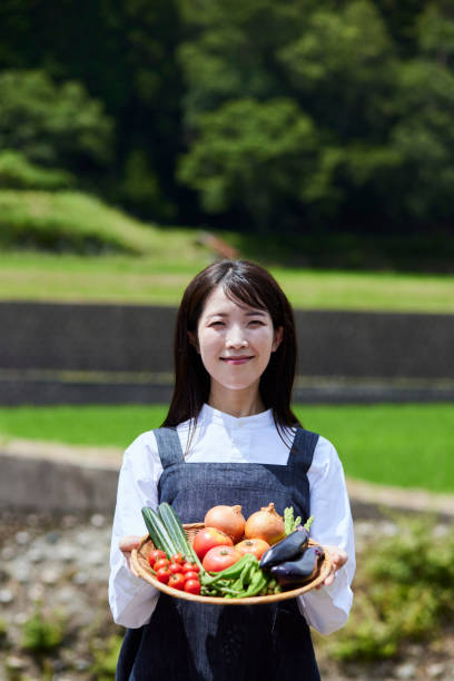 Japanese woman with vegetables