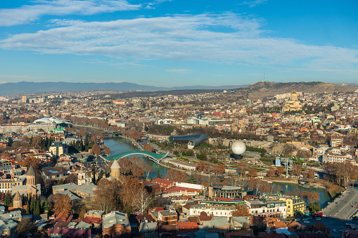 Areal view at from high mountain of the Tbilisi, Georgia