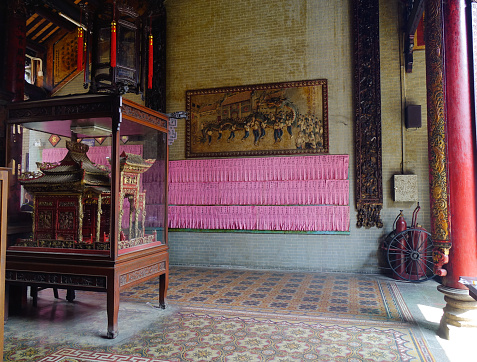 Saigon, Vietnam - Jan 30, 2017. Inside of the Jade Emperor Temple located in Saigon, Vietnam. The temple is a small Taoist pagoda built by the Chinese community in 1909.