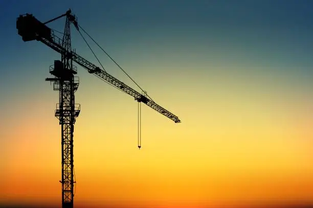 Vector illustration of silhouette tower crane for construction