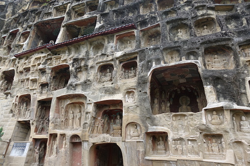 Grottoes with carved Buddha statues, guangyuan, Sichuan， China