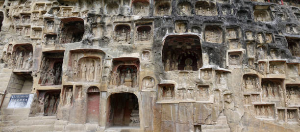 The Buddha statues and murals in the Maijishan Grottoes in Tianshui, Gansu Province, China