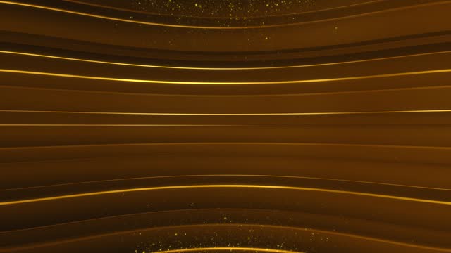 Brown rust curved stripes moving  with gold lines wave animation on black. Abstract dark motion gradient light trails futuristic background motion. 4K artistic stripes glowing light VJ loop.