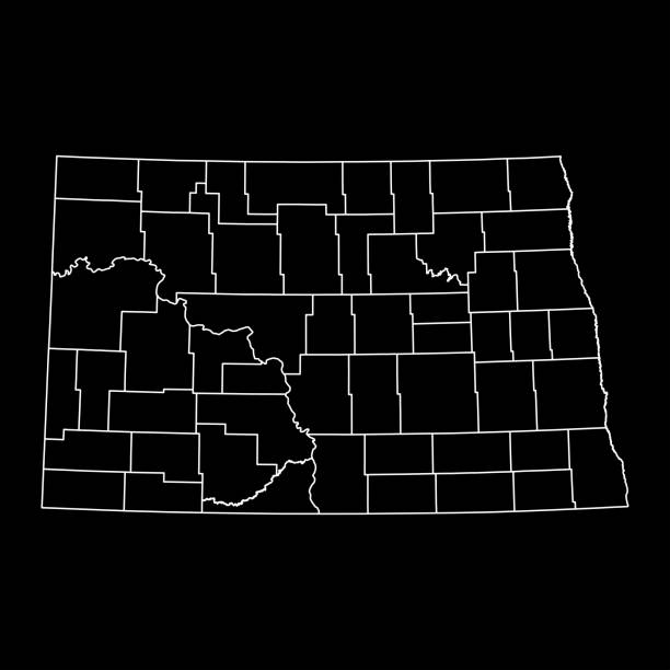 郡を含むノースダコタ州の地図。ベクターイラスト。 - north dakota flag us state flag north dakota flag点のイラスト素材／クリップアート素材／マンガ素材／アイコン素材