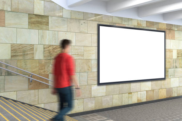 istock Blank horizontal advertising billboard mockup underground 1524821094