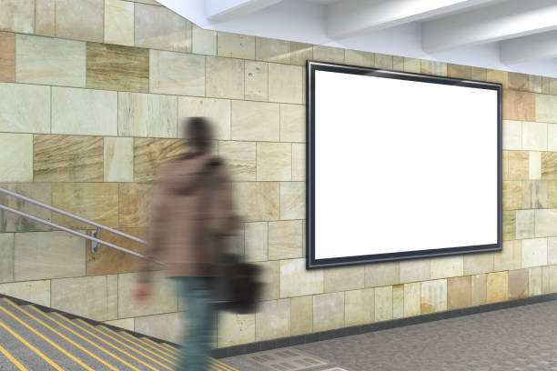 istock Blank horizontal advertising billboard mockup underground 1524823763