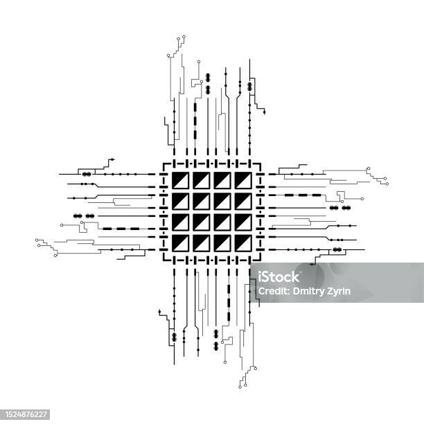 Lay Out Line Computer Science Abstract Black Simple Line Cpu Computer Technology Doodle Outline ...