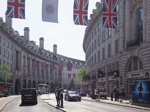 London, UK - June 07, 2023: People in Regent Street crescent