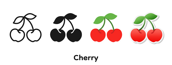Vector icon set of Cherry.