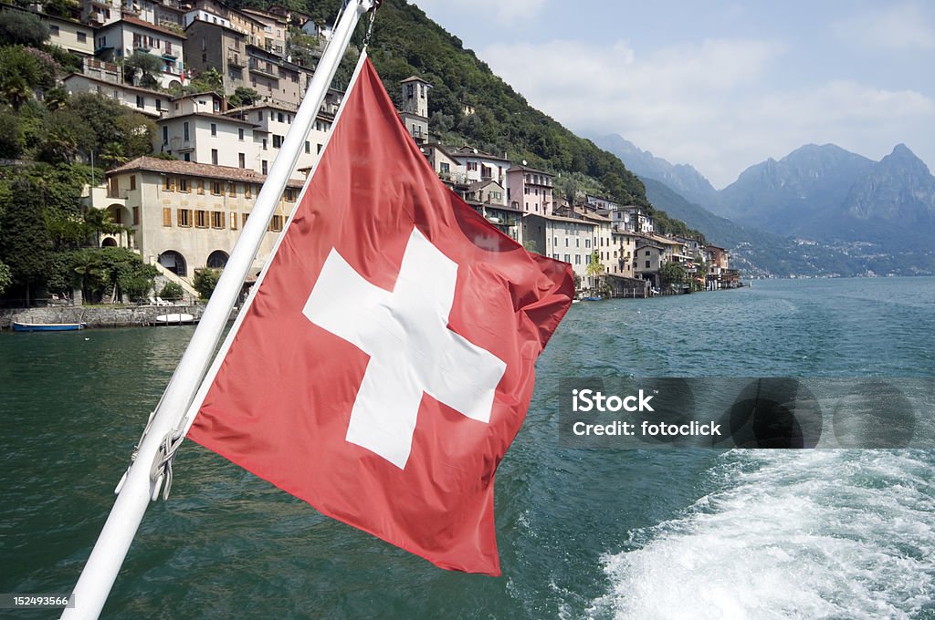 Viagem de barco no lago de Lugano th - Royalty-free Lugano Foto de stock