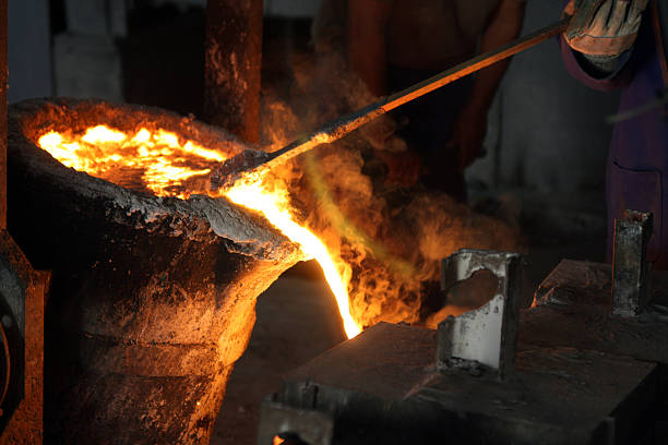 steel casting stock photo