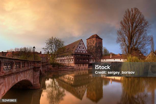 Painting Of Nuremberg On The Water Stock Photo - Download Image Now - Bavaria, Bridge - Built Structure, City