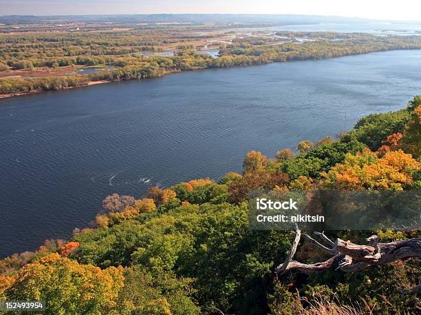 Mississippi River At Fall Stock Photo - Download Image Now - Autumn, Blue, Change