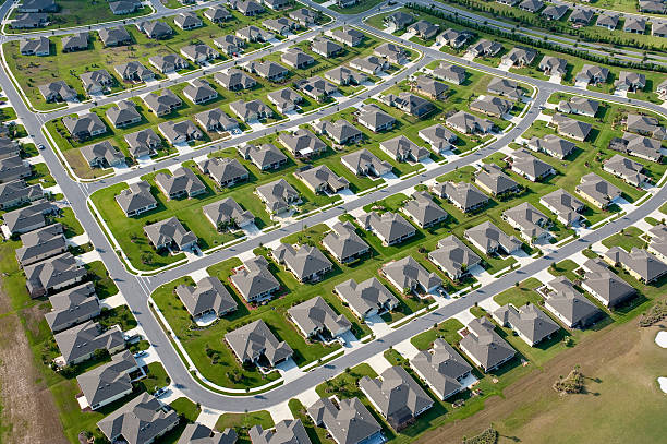 istock Aerial view of housing development 152494079