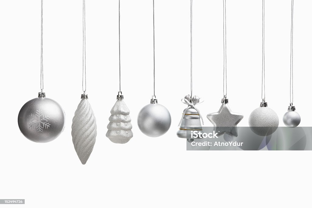 Silver ensemble de décorations de Noël - Photo de Boule de Noël libre de droits