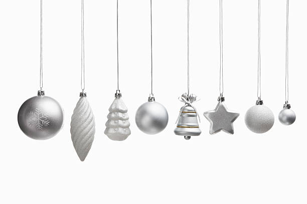 istock Silver set of Christmas ornaments 152494726