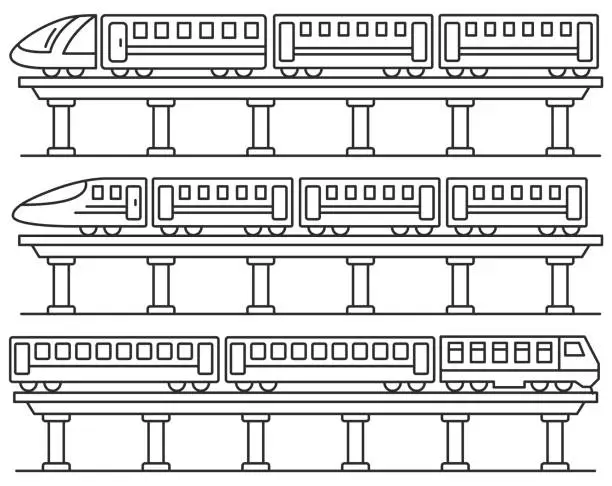 Vector illustration of Set of trains vector set