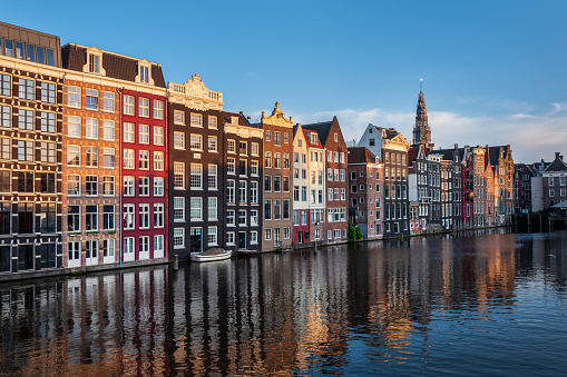 Houses at the canal in Amsterdam, The Netherlands