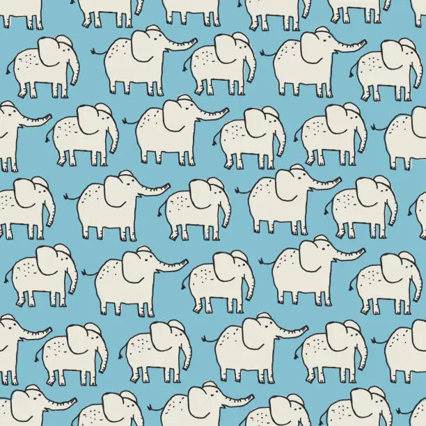Vector illustration of Seamless pattern with cute elephants