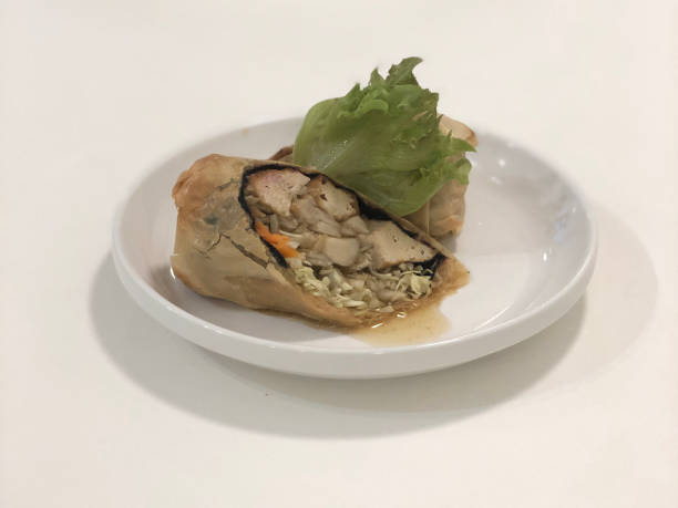 istock Tofu wrap dish served in a Taiwanese vegan restaurant 1524954985