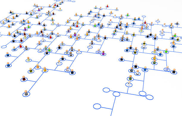 istock Cartoon Crowd, Line Network Scheme Closeup 152495759