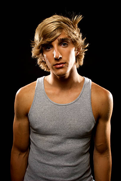 istock Young Muscular Man in Grey Tank Top 152495833