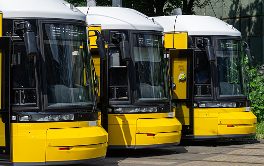 Three Berlin Trams in a row, Berlin central