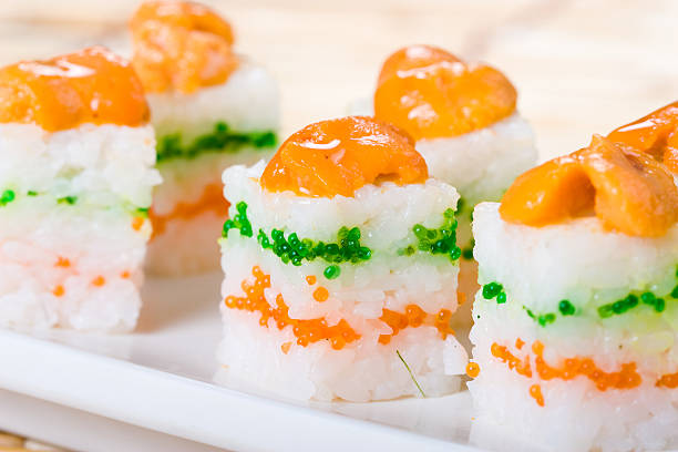 prepared and delicious urchin sushi