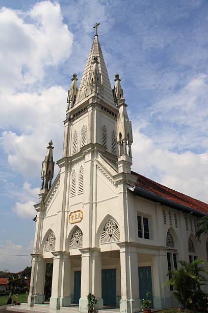 Small town catholic church stock photo