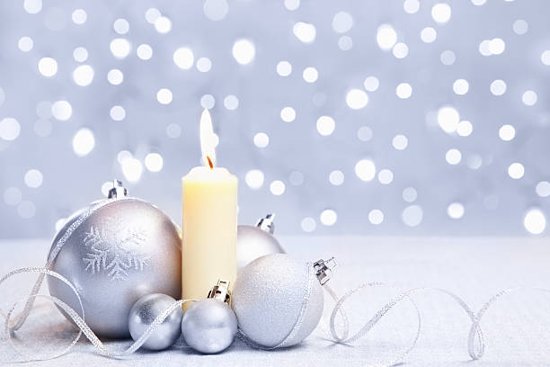 istock White Christmas ornament and candle 152496431
