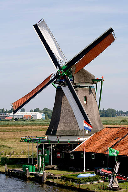 Aerial view of windmill stock photo