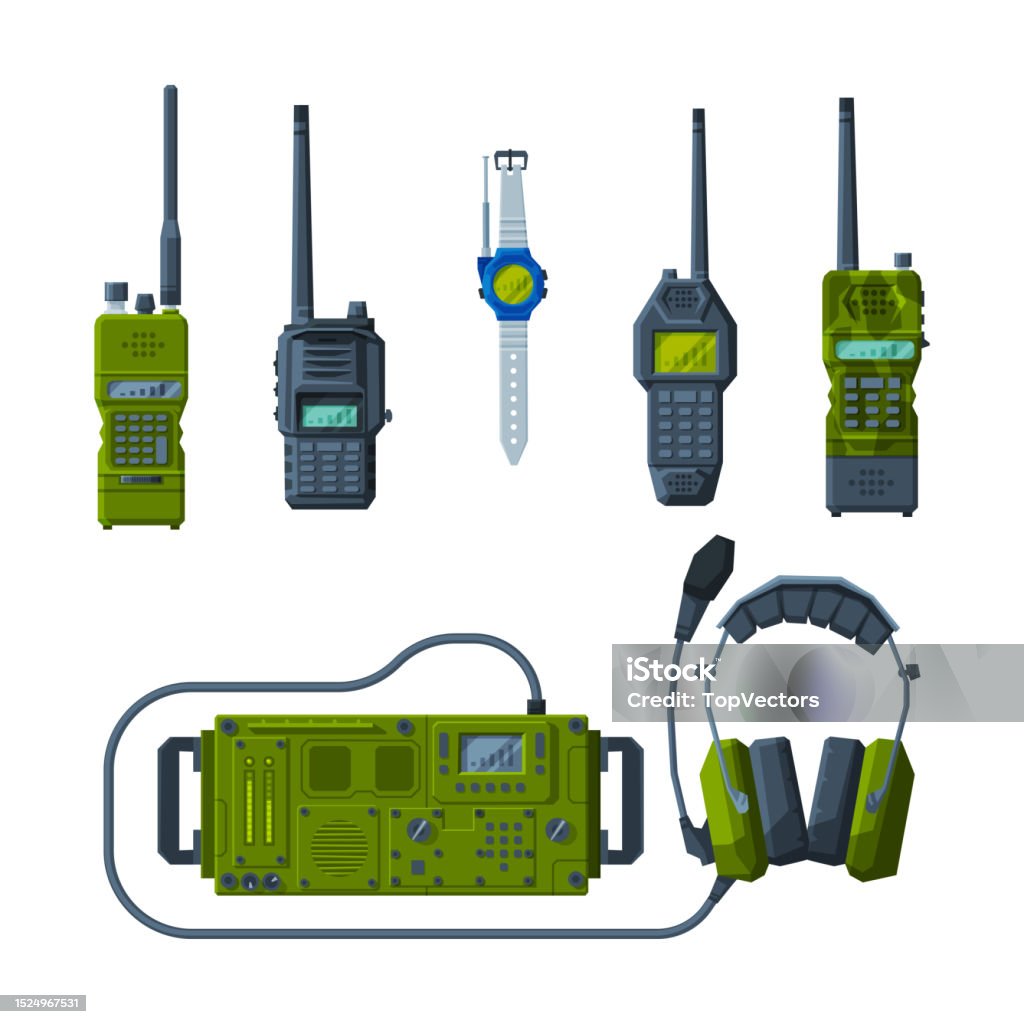 Transceiver Vector Device Handheld Transceiver Or Walkietalkie As Portable Radio Device With ...