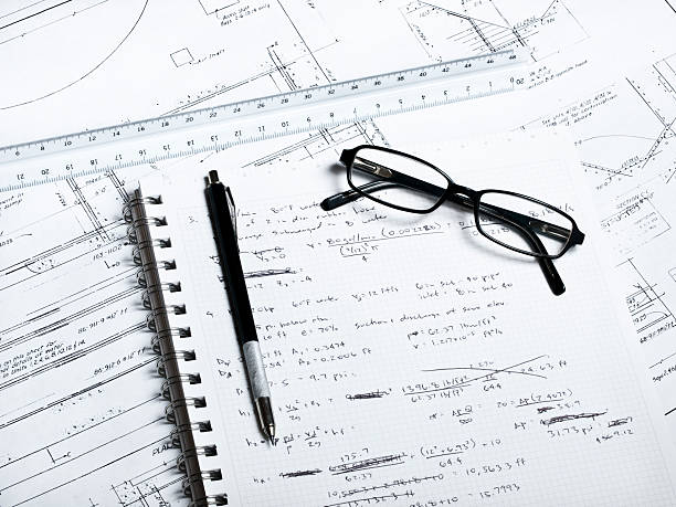 elaboração de planos 2 - drafting ruler architecture blueprint imagens e fotografias de stock
