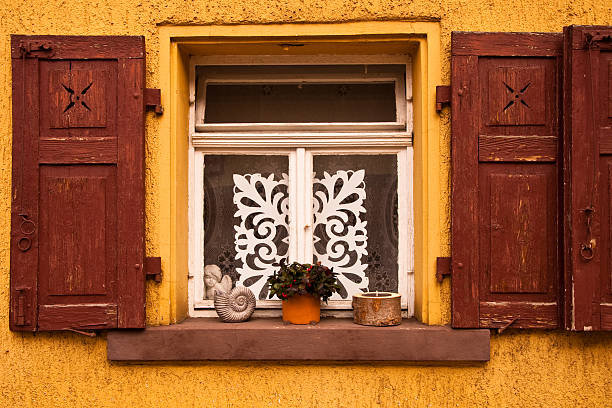 istock Picturesque window with shutters 152498004