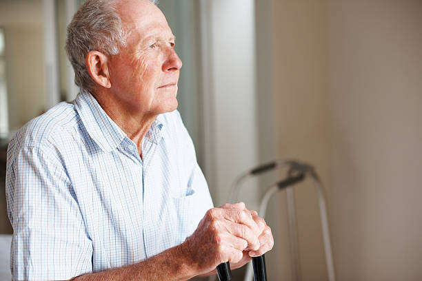 istock Elderly man looking away in thought 152498587