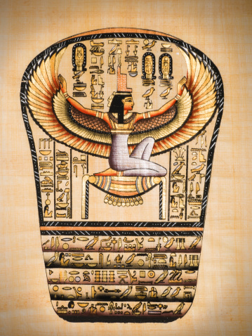Egyptian papyrus showing Isis, called as \