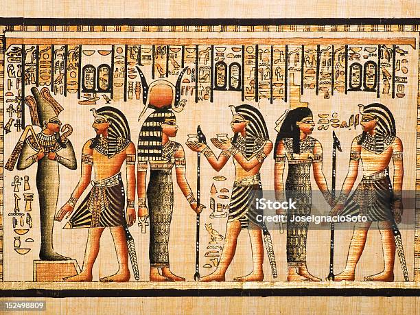 Foto de Tutancâmon Osíris Ísis E Hator Em Egípcia Papiro e mais fotos de stock de Egito - Egito, Tutancâmon, Papiro