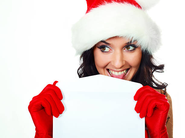 pretty woman with an envelope stock photo