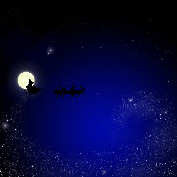 istock Christmas  background : moon and santa 152499977